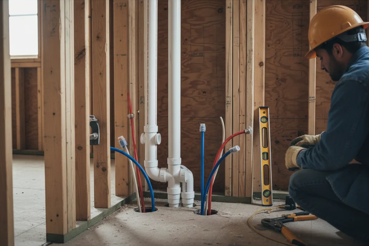 Drain and supply rough-in during Leak Detection in Lyndonville