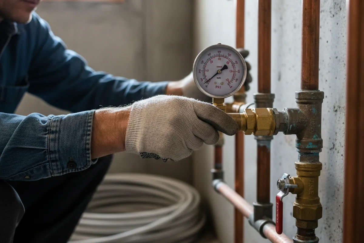 Pressure testing a repaired line during Water Line Repair in Lyndonville